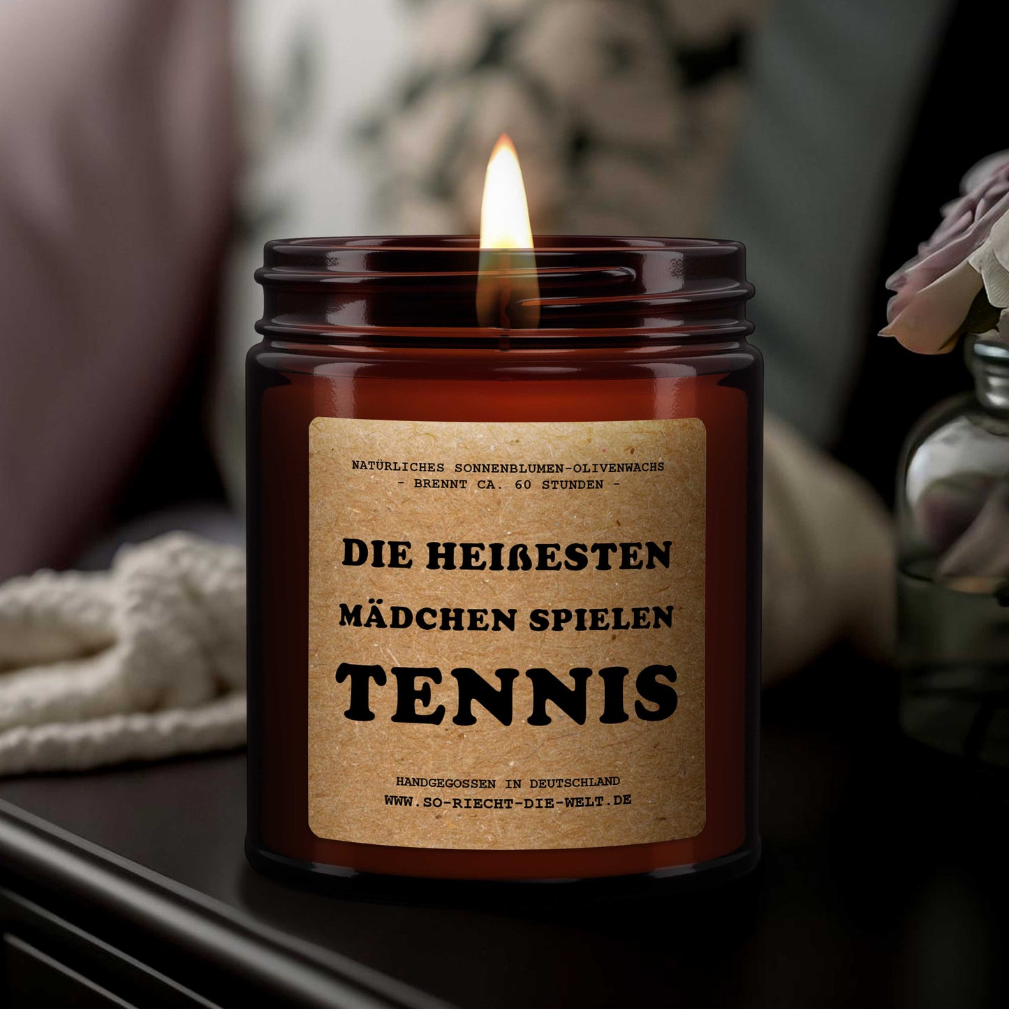 Die heißesten Mädchen spielen Tennis - Duftkerze, Kerze, Freundin Geschenk, Sport, Geburtstagsgeschenk für Freundin, Freund