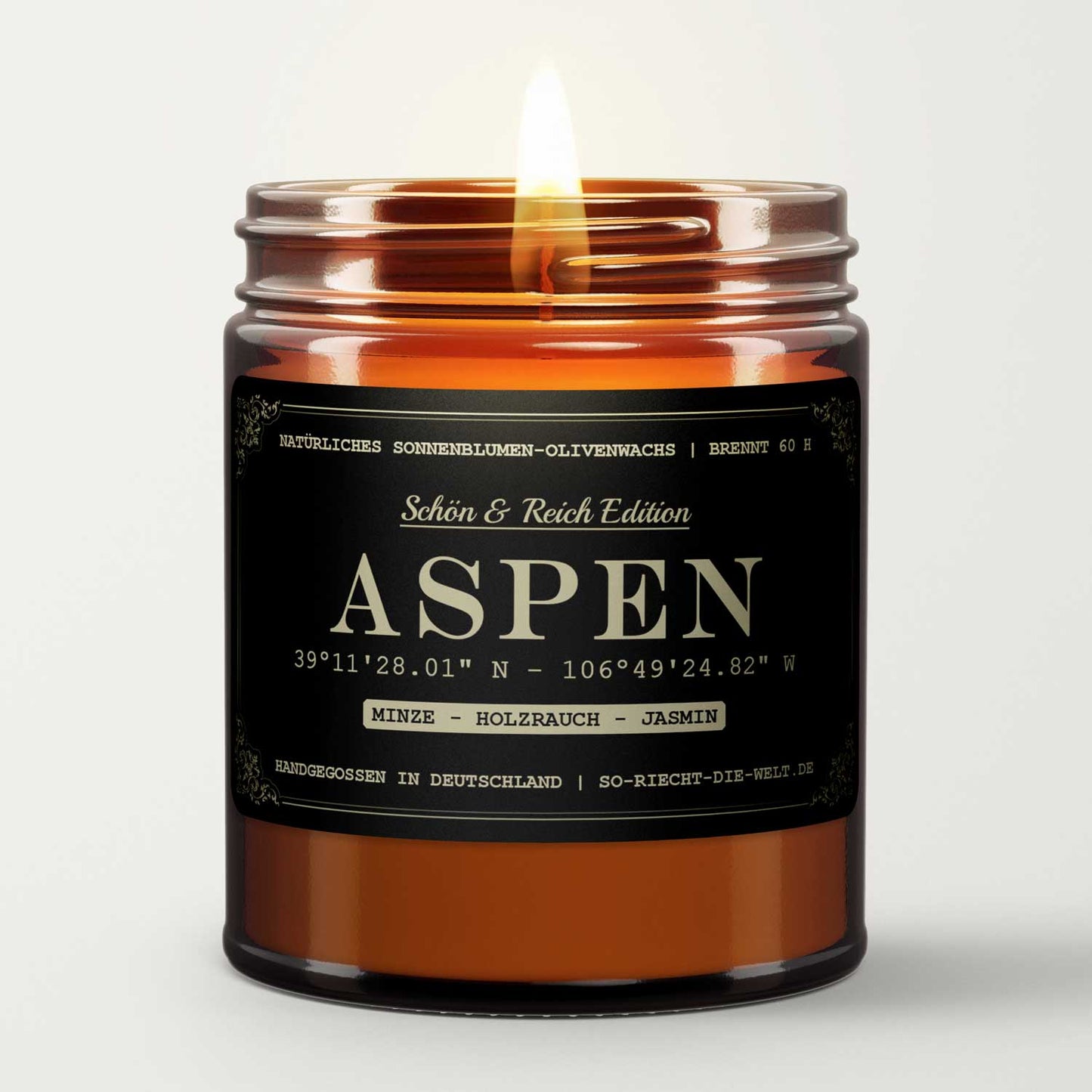 Aspen Duftkerze - Schön & Reich Edition - Minze | Holzrauch | Jasmin