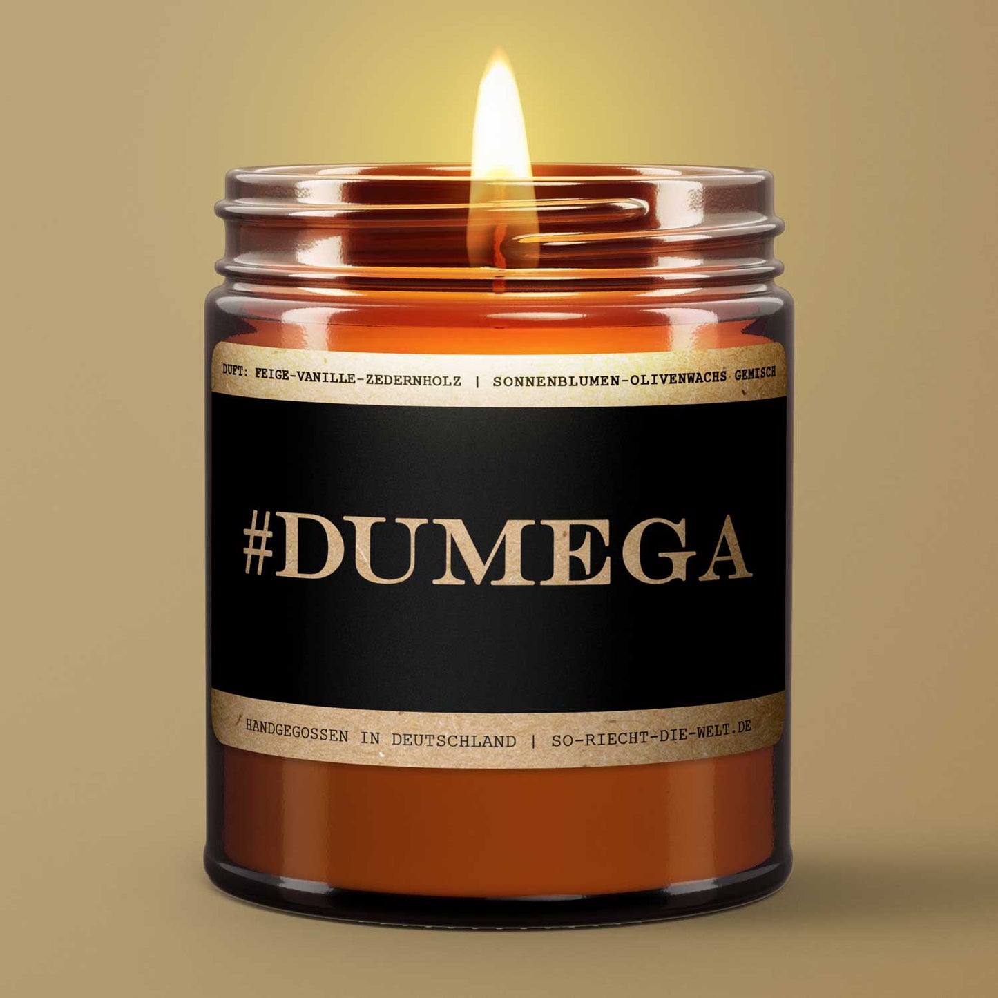 Motivations-Botschaft Kerze "#DUMEGA" Duft: Feige-Vanille-Zedernholz