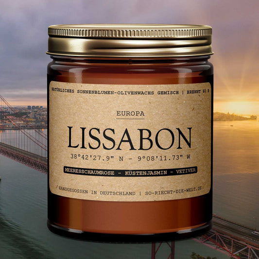 Lissabon Duftkerze - Meeresschaumrose | Küstenjasmin | Vetiver