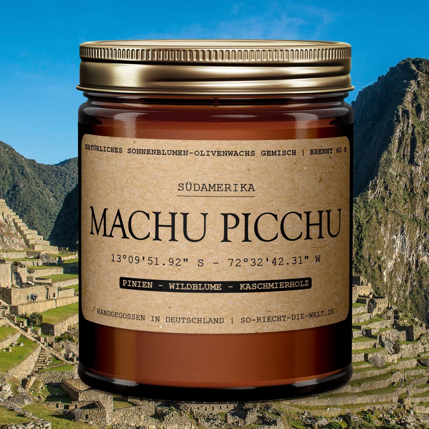 Machu Picchu Duftkerze -  Pinien | Wildblume | Kaschmirholz