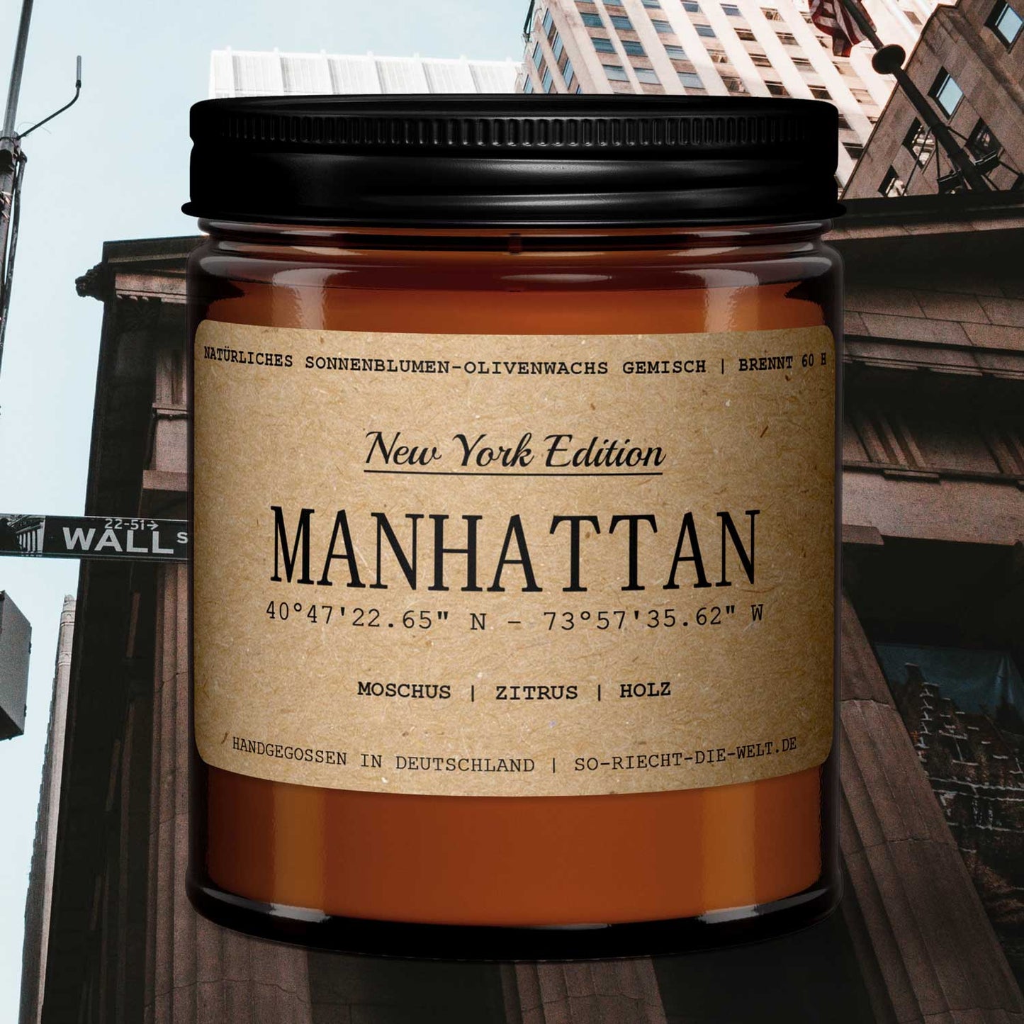 Manhattan Duftkerze - New York Edition - Moschus | Zitrus | Holz