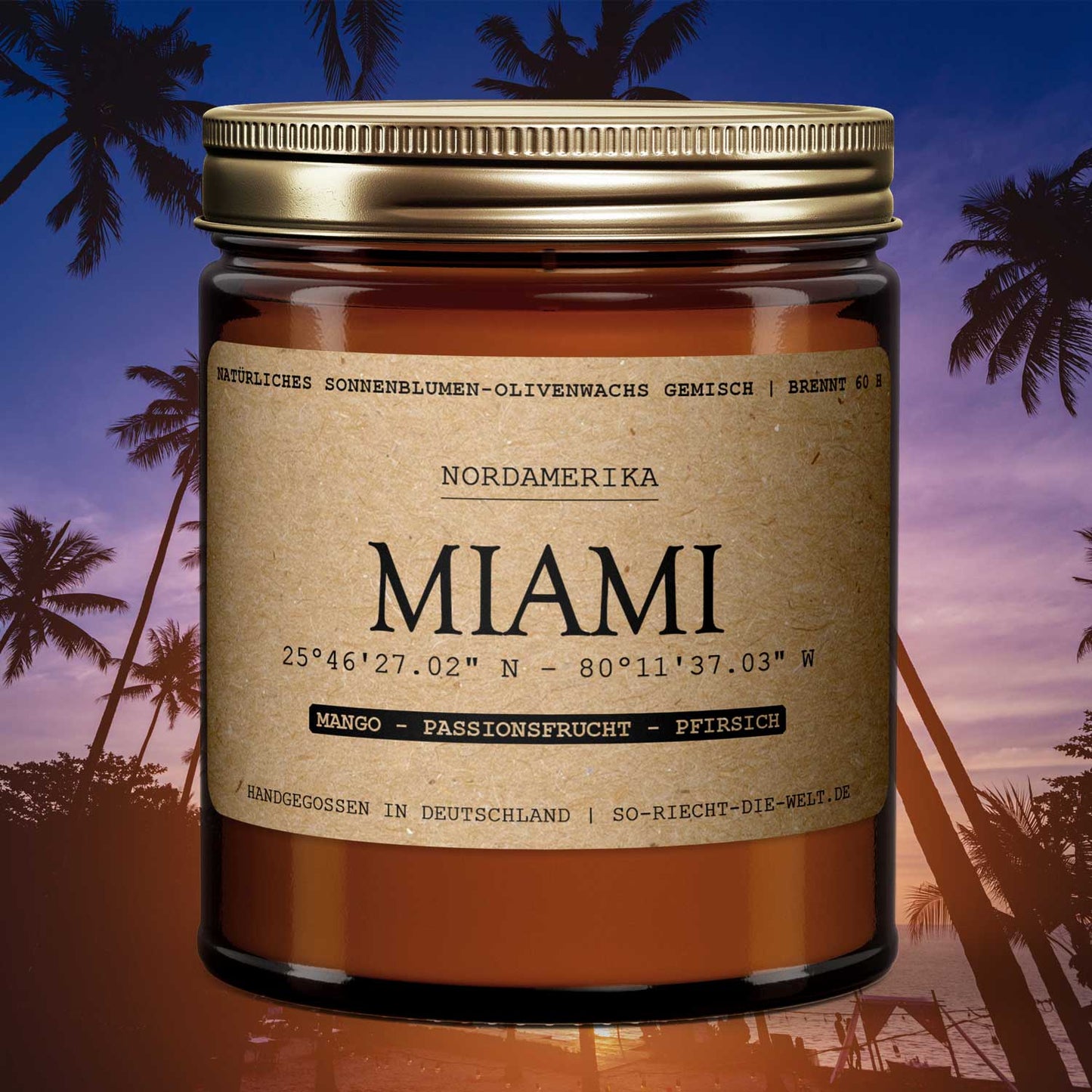 Miami Duftkerze - Mango | Passionsfrucht | Pfirsich