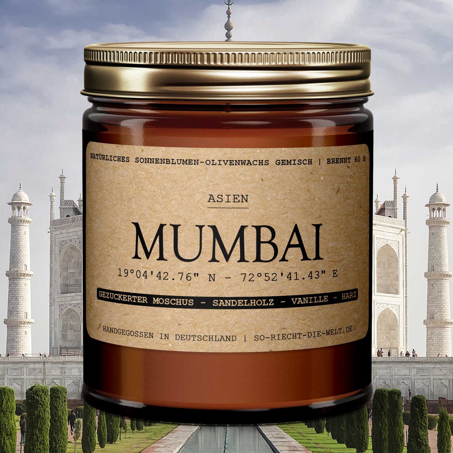 Mumbai Kerze - gezuckerter Moschus | Sandelholz | Vanille | Harz