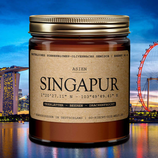 Singapur Kerze - gezuckerter Moschus | Sandelholz | Vanille | Harz