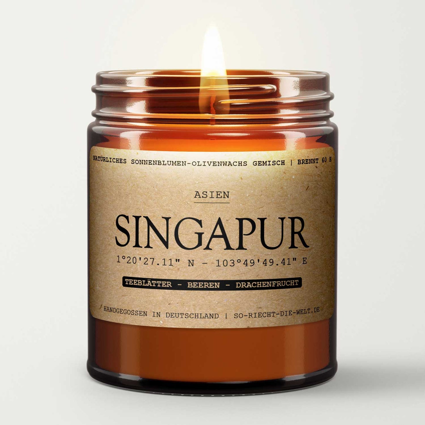 Singapur Kerze - gezuckerter Moschus | Sandelholz | Vanille | Harz