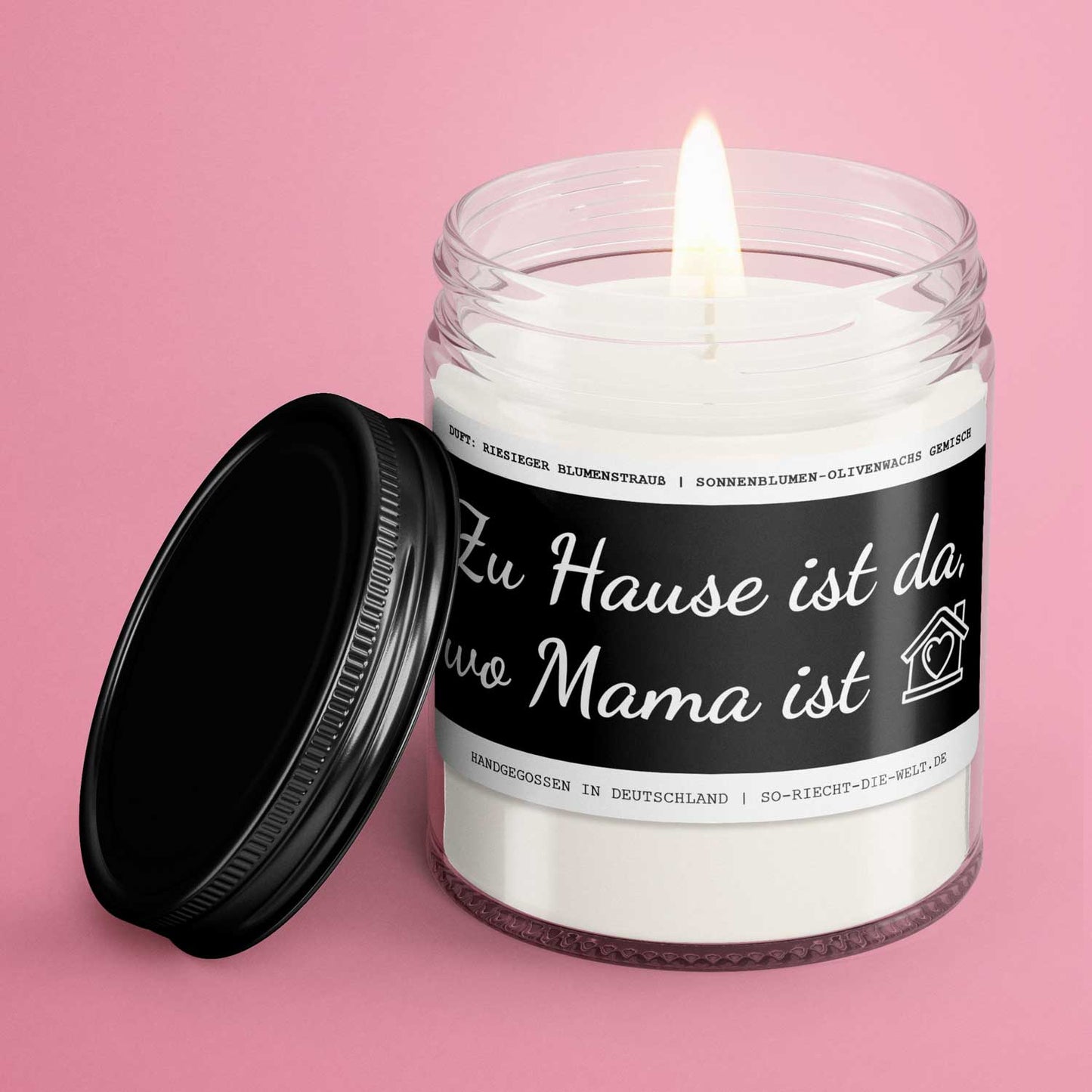 Mama Kerze "Zu Hause ist da, wo Mama ist." Duft: riesiger Blumenstrauß